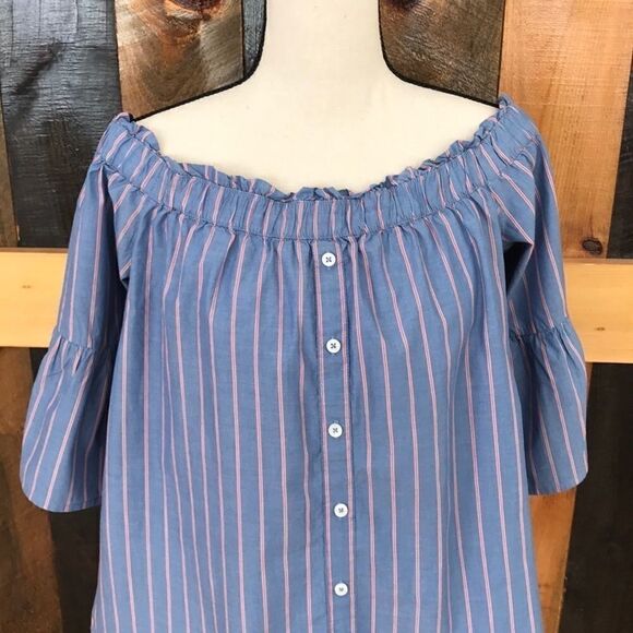 𝅺Abercrombie and Fitch off  shoulder chambray top - Picture 2 of 4